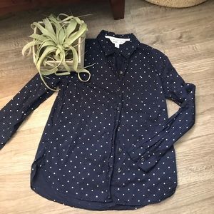 Old Navy Button Down, Gold Polka Dots